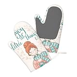 FDIN Enjoy The Little Things Heat Resistant Silicone Oven Gloves Non-Slip SiliconeGirl Winter Clothes Hand,One Size Fits Most,Great for Kitchen,Cooking,ovens and Outdoor barbecues,Multicolor