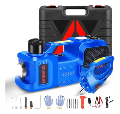ASECAM 3 en 1 Kit 12 V, Gato Hidráulico para Auto Eléctrico, Inflador de Llantas para Auto Coche &...