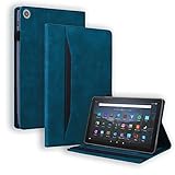 LMFULM® Case for Amazon Kindle Fire HD 8 2016/2017/ 2018 (8.0 Inch) PU Leather Case Protective Shell Smart Case with Sleep/Wake Stand Case Flip Cover Wallet Style Blue