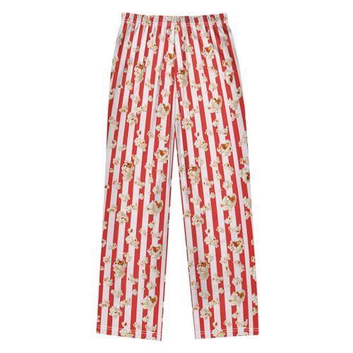 ALAZA Popcorn Cartoon Striped Pajama Pants Long Sleep Pant Pajama Bottoms Elastic Waist with Pockets2