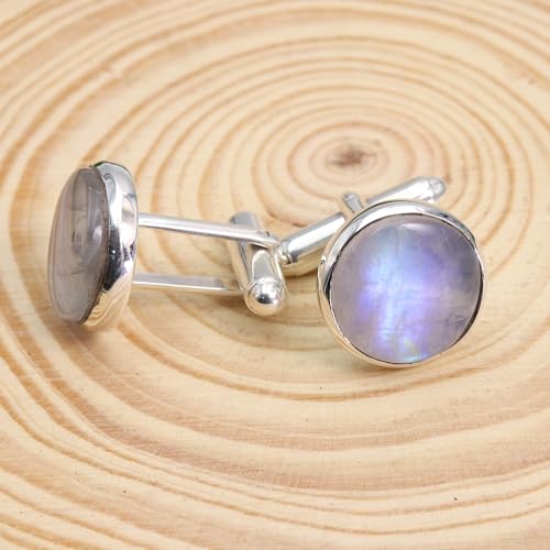 Mancuernillas de Plata 925 con Piedra Luna para Hombre miniatura 4