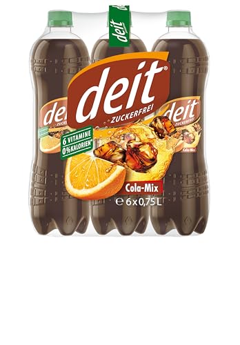 DEIT Cola-Mix - Erfrischungsgetränk zuckerfrei, kalorienarm (6 x 0,75L PET) für gesunden Genuss