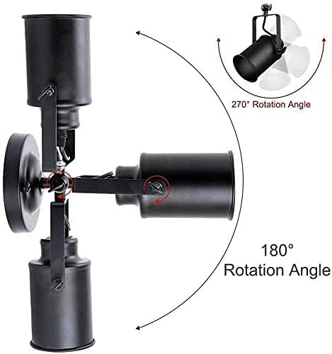 Miniatura 5 de Lámpara de Pared Industrial con Cable de Enchufe, Lámpara de Pared Retro Negra Ajustable, Foco de Pared Montado, Aplique de Pared para Pasillo
