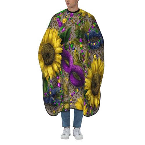 Delantal de corte de pelo ajustable estampado leopardo y girasoles para barbería