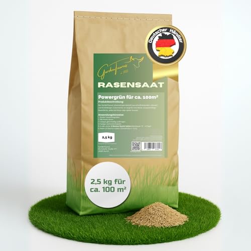 GardenTaurus - Powergrün, Universalrasen für 200 m², Sattes Grün - dichter Rasen - schnell & zuverlässig, 5 kg
