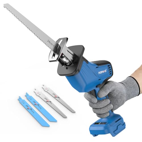 Image of NANWEI Cordless Reciprocating Saw,Brushless Motor 3500RPM Variable Speed,Compatible with Makta 18V Batteries,Tool-Free Blade Change, LED Light,4 Blades For Wood /Metal /PVC Cutting (Battery Excluded)