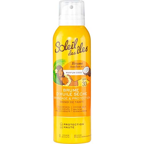 Soleil des Iles Brume d'huile sèche bronzage et protection SPF30, parfum coco - La bombe de 200ml Cover