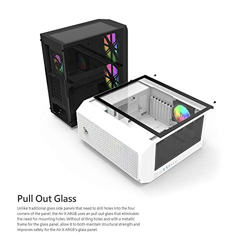Montech Air X ARGB - Black ATX Mid-Tower Case/ Super High Airflow/ Tempered Glass Side Panel, Pull Out Glass/ Metallic Diamond Mesh Front Panel/ 200 mm ARGB Fans2 & 120mm ARGB Fan1 Pre-Installed