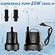 Mini Wasserpumpe (1800L/H, 25W) Teichpumpe/Brunnenpumpe/Aquarium Pumpe, Springbrunnenpumpe Maximale Sprühhöhe 1,8m, 4 Saugnäpfe an der Unterseite, 1,4 m Steckerkabel mit 2 Düsen(12/16mm),Geräuscharm