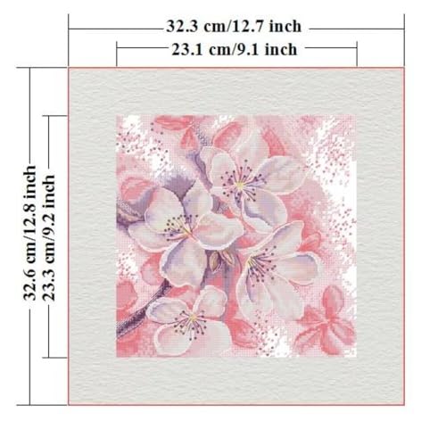 Image of Stamped Cross Stitch Kits for Beginners- Full Set of Pink Peach Blossom Embroidery for Adults,11 CT 3 Strands DIY Patterns Counted Arts Craft 12.6x13 inch