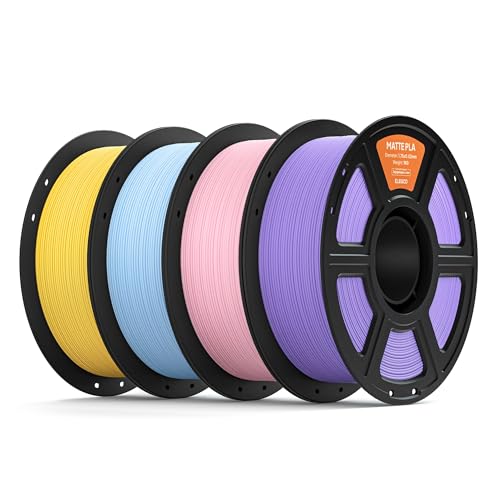 ELEGOO Matte PLA Filament 1.75mm Bundle 4KG 3D Printer Filament High Precision 4pcs 1kg Spool (2.2lbs) Fits for Most FDM 3D Printers Sunshine Yellow/Ice Blue/Sakura Pink/Lavender Purple