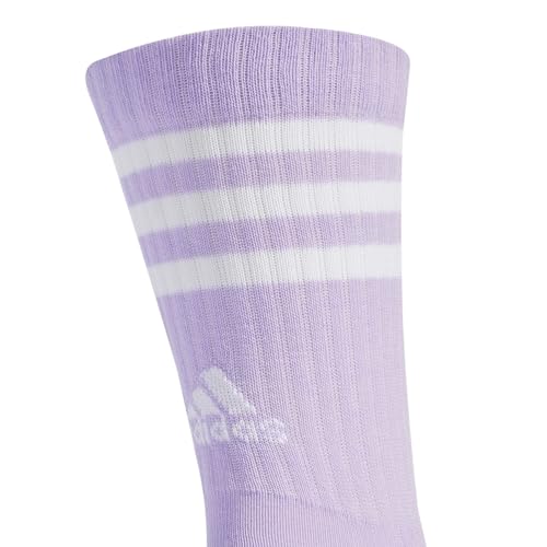adidas Unisex 3-Stripes Cushioned Crew Socks 3 Pairs, Powder Plum/White/Halo Mint, 8.5-10