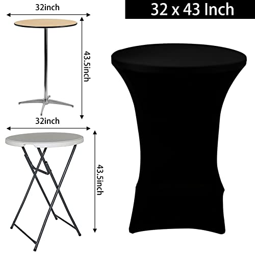JALANCY 4 Pack Cocktail Spandex Tablecloth 32"x43" Cocktail Table Cover Fitted for High Top Round Table for Bar Wedding Birthday Party Banquet (Black) by JALANCY - Used condition - US$30.39
