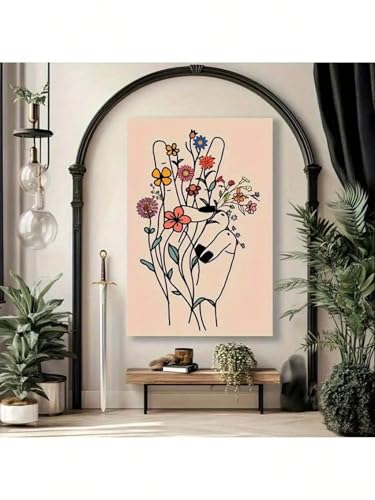 Impression sur toile bouquet bohème 21x30cm sans cadre fleurs colorées - 5