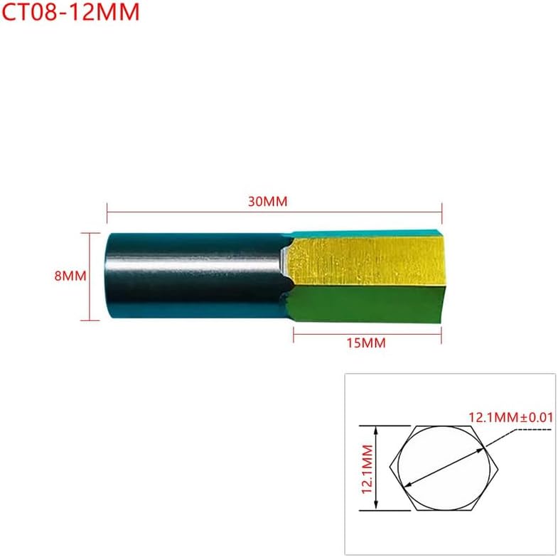 1 Piece CT08 HSS Rotary Broach Hexagonal Punch Lathe Punching Cutter Tool 8MM Shank Inner Hexagon Rotary Broaching Tool (CT08-12MM)