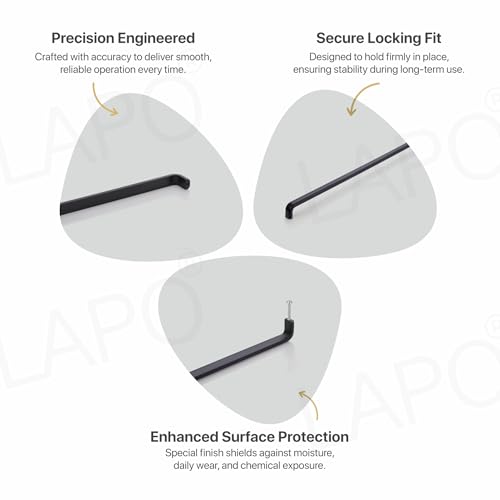 Image of LAPO 3 Piece Cabinet Handles for Cupboard Drawer, 18 Inch Pulls for Pooja Mandir, Wardrobe (450mm, Black Finish, 3 Years Warranty)