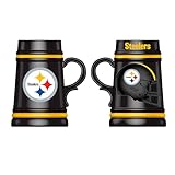 Team Sports America NFL Pittsburgh Steelers Ceramic Stein Cup with Handle, 24 oz. Beer Stein Mug, Drinking Cups For Bar, Alcohol, Beverages, Coffee, Teas, Gift for Football Fans