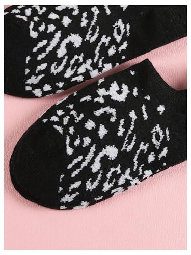 Image of WDIRARA Women's 6 Pairs Leopard Print Low Cut Socks No Show Socks