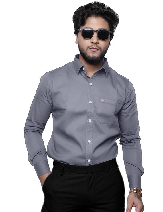 Image of Men's Slim Fit 100% Cotton Solid Full Sleeve Shirt | Premium Casual & Formal Wear for Men