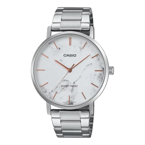 Montre homme Casio MTP-VT01DM-7A cadran marbré blanc, cadeau masculin idéal
