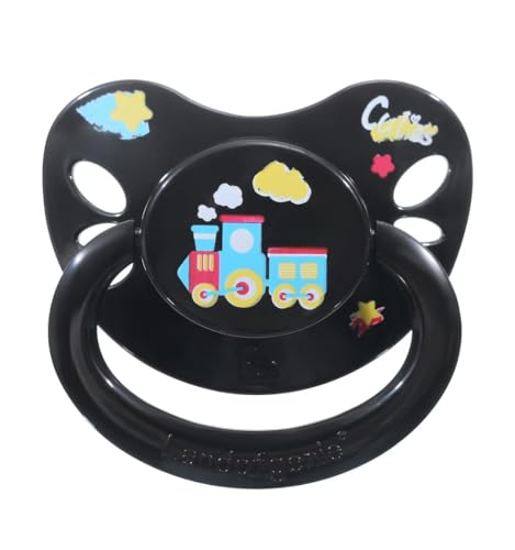 Image of Landofgenie Adult Sized Pacifier Large Handle Large Shield Cute Print Paci Black