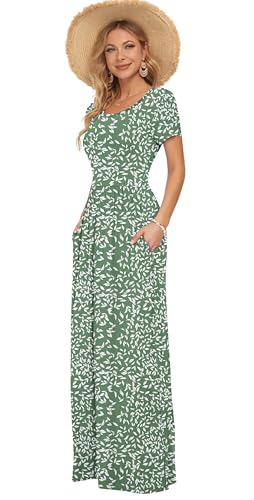 Image of AUSELILY Women's Classic Short Sleeve Loose Plain Casual Long Maxi Dresses for Women 2026