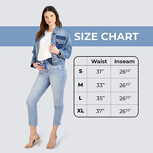 Savi Parker Women's Maternity Jeans Straight Leg - Maternity Pants Elastic High Waist - Mom To Be Comfy Activewear - Pregnant Women Clothes For All Seasons - Bci Certified (Savannah Wash, Large) #TOP5