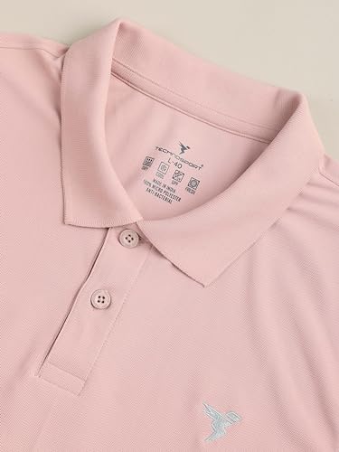 Image of TECHNOSPORT Mens Slim Fit Polyester Active Wear Collar Polo T-Shirt with Long Sleeves for Workout, Sports