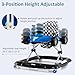 INFANS 4 in 1 Baby Walker, Foldable Toddler Activity Center with Adjustable Height, Padded Seat, Music, Light, Removable Tray, Push Walker for Girls Boys Aged 6-18 Months (Blue)
