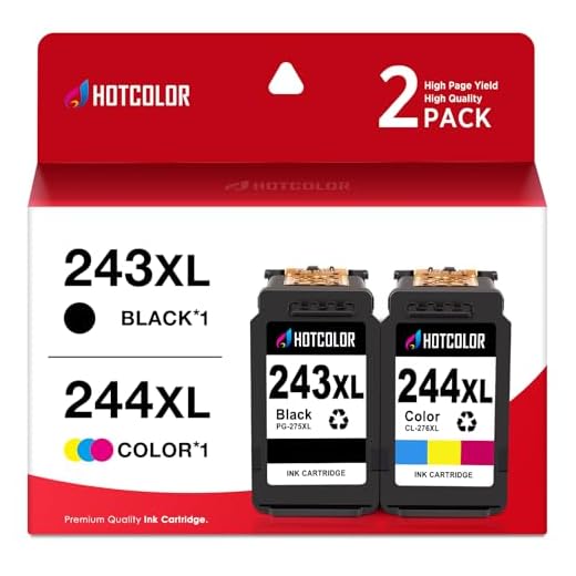 HOTCOLOR PG-243 CL-244 Replacement for Canon Ink cartridges 243 and 244 for Canon 243 Black Ink for Canon mg2522 Ink cartridges PIXMA TS3120 TS3122 MX492 MG2525 TR4520(1Black/1Tri-Color, 2PK)