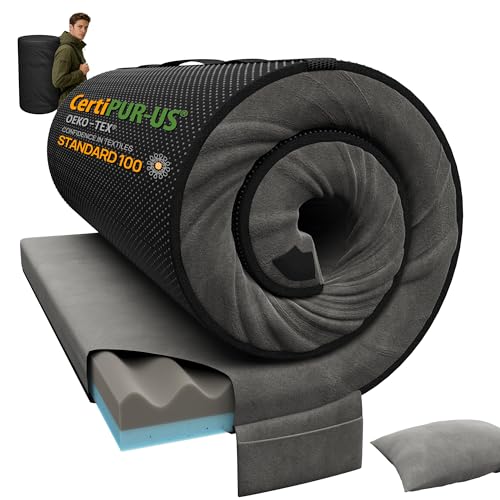 Releep 3 Inch Queen Dual-Sided Memory Foam Camping Mattress, Waterproof Camping...
