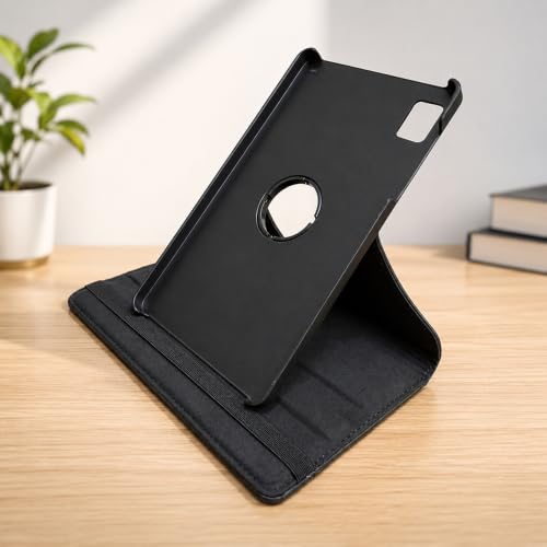 Image of Flip Cover for Realme Pad Mini (8.7 inch) | 360 Rotating Back Cover | Leather Finish | Pencil Holder not Included | Multi-Angle Stand Cover for Realme Pad Mini (8.7 inch) - Black
