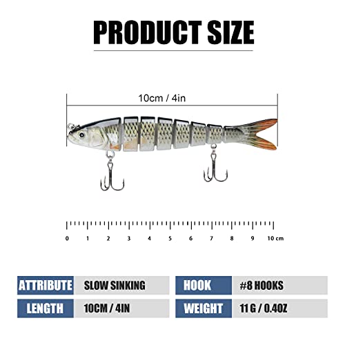 TRUSCEND Easy Catch SwimMax with BKK Hooks, Magic Noisy Wiggling and Vibrating Actions for More Bites, Lifelike Fishing Lures for Bass Trout Walleye Crappie, Strongest Dyneema Fiber Jointed Swimbaits