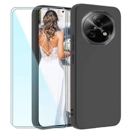 WISTFULNAI Handyhülle für Doogee Fire 5 Pro mit 2 Stück Bildschirmschutz,Black Silikon Hülle,Weiches TPU Kratzfestem Cover,für Doogee Fire 5 Pro Hülle - TH2