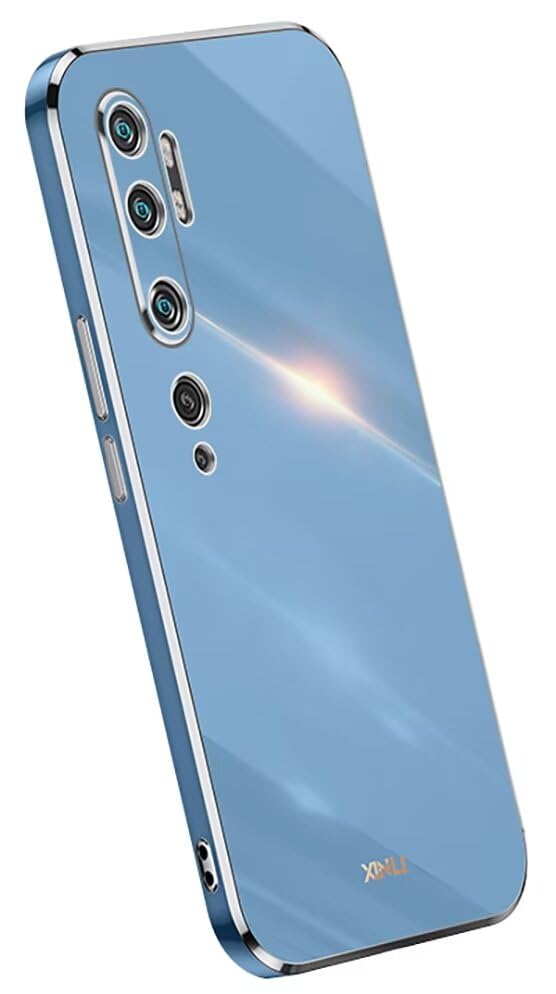 Topme Funda de Silicona para Xiaomi MI Note 10 / Xiaomi MI Note 10 Pro (6.47' Inches), [ Carcasa Case de Teléfono Estilo Borde Dorado] - Azul Marino