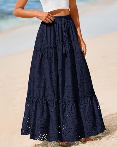 Image of BTFBM Eyelet Long Skirts for Women Beach Vacation