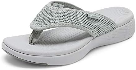 DREAM PAIRS Women's Grey Arch Support Soft Cushion Comfort Flip Flop Thong Sandals Size 6 M US Breeze-2