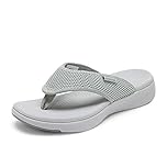 DREAM PAIRS Women's Flip Flops Arch Support Comfortable Thong Sandals,Size 7,Grey,Breeze-2