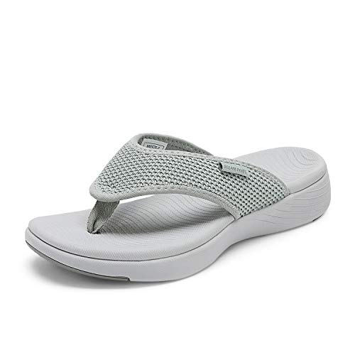 DREAM PAIRS Women's Arch Support Soft Cushion Flip Flops Thong Sandals 5.5 Grey