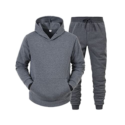 Sweat à Capuche et Pantalon de survêtement pour Hommes, Costumes décontractés 2 pièces à Capuche athlétique, Ensembles de Combinaisons de Sport de Jogging pour Hommes (Gray,L) Cover