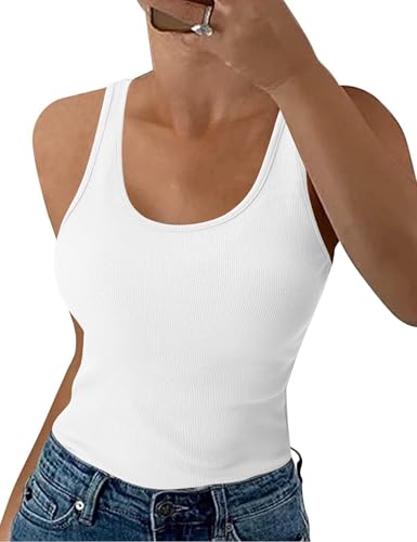 Aottori Tank Top Damen Ärmellos Rundhals Basic Shirt Gerippt Sexy...