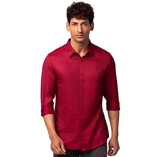 Image of Spykar Men's Slim Fit N /A Full Sleeve Solid Casual Shirts