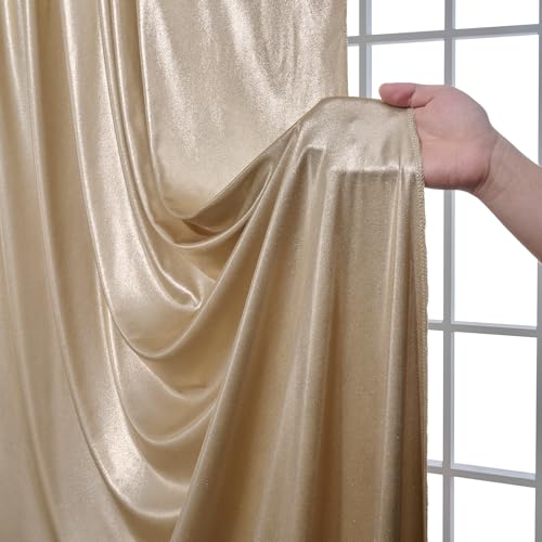 Image of 20x10 ft Gliiter Champagne Backdrop Curtain for Parties, Wrinkle Free Thick Fuchsia Sequin Backdrop, 4 Panels 5x10ft Shimmer Photo Backdrop Drapes for Wedding Birthday Photography Background