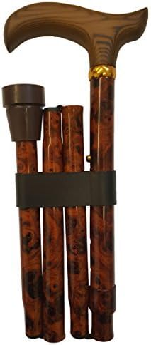 Adjustable folding walking stick - Birds Eye maple pattern