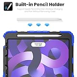 SEYMAC Case for iPad Air 5th Gen 2022 10.9” and iPad Air 4th & iPad Pro 11 2022/2021/2020/2018, Three Layers Protective Case with Pencil Holder, [360° Kickstand/Hand Strap], Screen Protector, Blue - Image 4