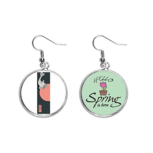 Pendientes de primavera con peces del amanecer de diseño tradicional chino
