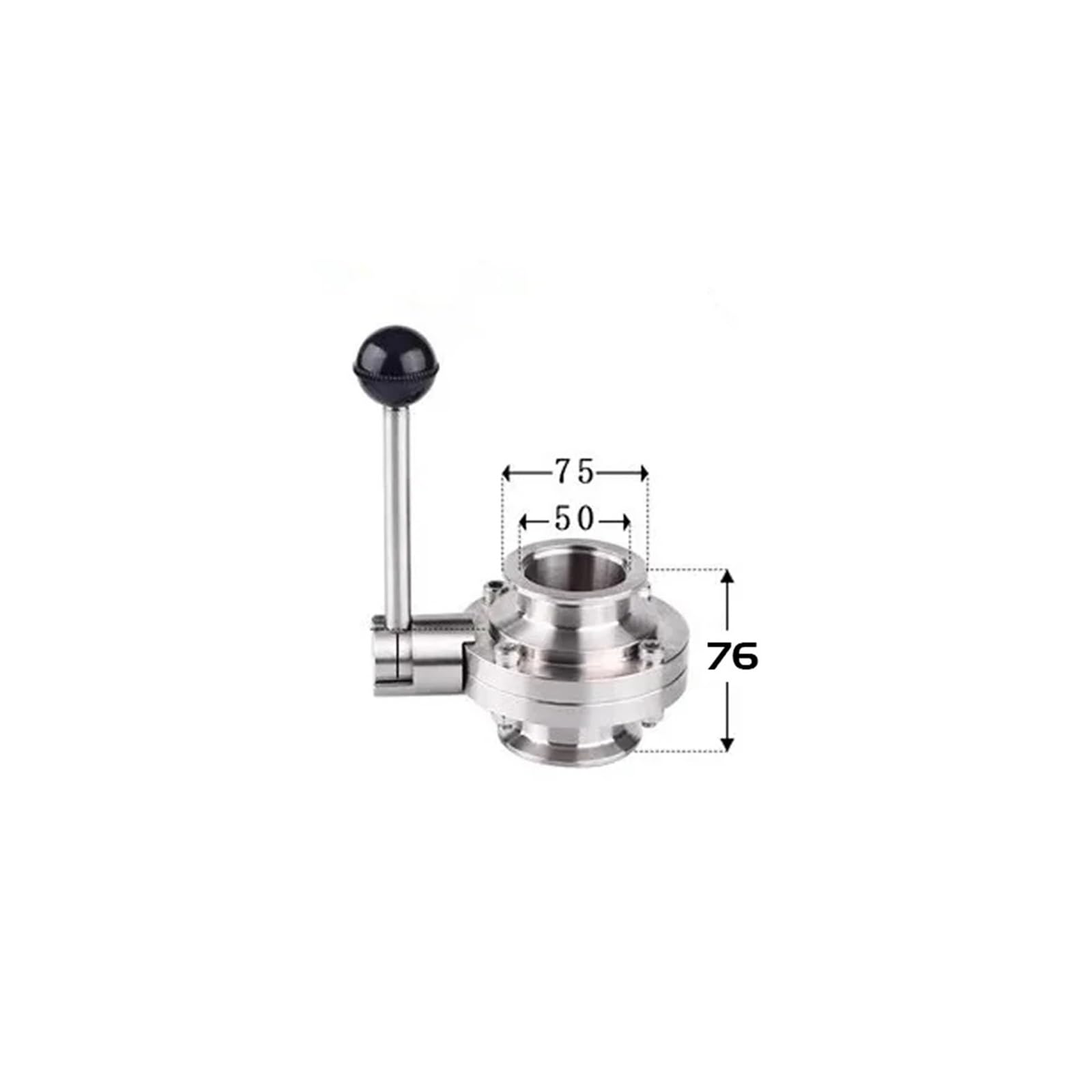 Válvula de mariposa de vacío de acero inoxidable SS304 KF25 KF40 KF50 con sellado manual de silicona(KF40)
