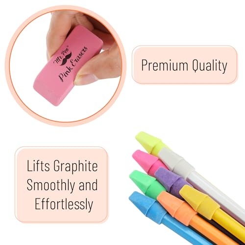Mr. Pen Pink Erasers Set - 6pc Pink & 60pc Pencil Top Erasers - Thumbnail 6