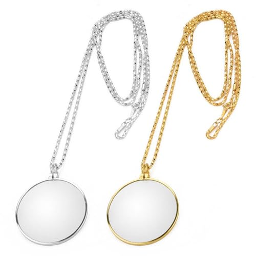 Magnifying Glass Necklace Monocle 5X Necklace Magnifier for Reading 2pcs