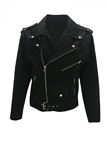Men's Classic Motorcycle Biker Jacket Black Denim Jean Jacket (Xl) #TOP29